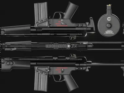 Fleming Firearms HK51 - PDW Carbine Pack - Game Asset Low-poly 3D model