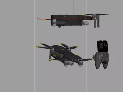 Folding aerial drone Low-poly 3D model