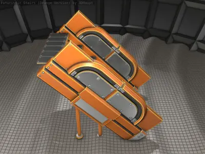 Sci-Fi Stairs - 24 - Orange Version Low-poly 3D model