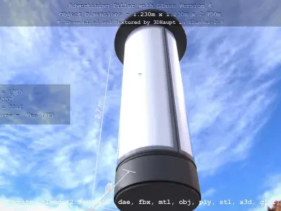 Advertising Pillar with Glass 4 Low-poly 3D model