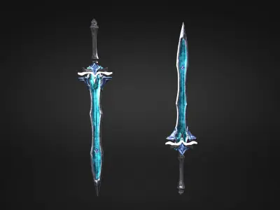 Low Poly Fantasy Sword in Asian style Low-poly 3D model