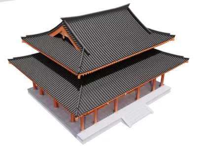 East Asian Temple Pavilion 3D model