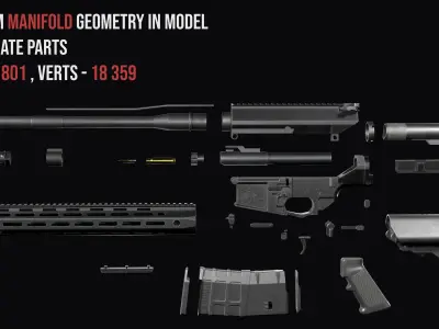 Modular sniper rifle Knights Armament SR 25 Low-poly 3D model