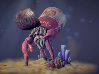 Hermit Crab Low-poly 3D model