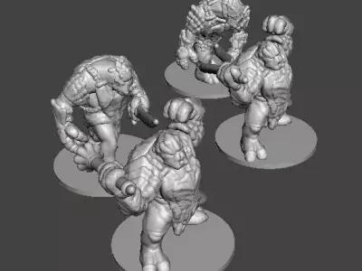 6MM SCALE ARMORED TROLL CHIEFS SET MINIATURE MODELS FANTASY EPIC 3D print model