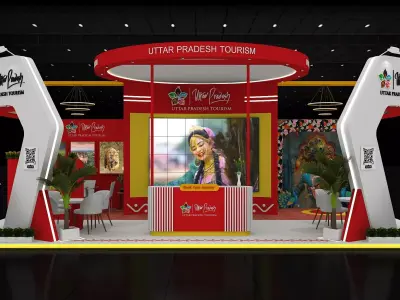 10mtr x10mtr expo stall 3side open Exhibition Stand Free low-poly 3D model