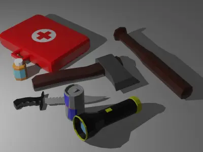 Game Ready Low Poly Survival Pack Low-poly 3D model