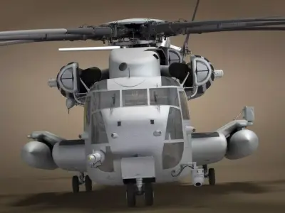 CH-53 Military Helicopter With Simple Textures 3D model