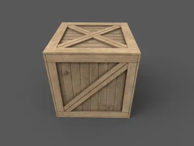 Wooden Box Game Ready Low-poly 3D model