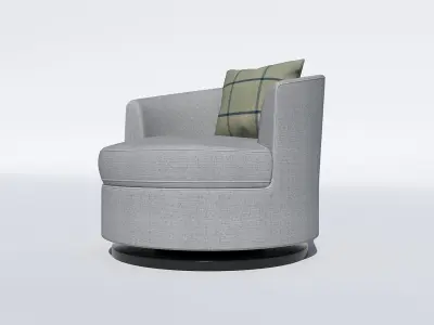 kresla swivel chair with plaid pillow 3D model