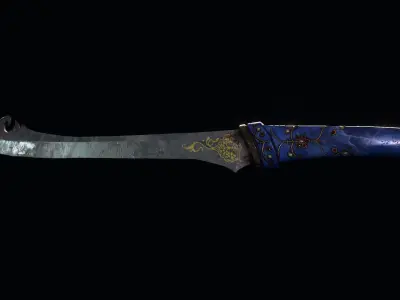 Scimitar with Celestite Gem Hilt Low-poly 3D model