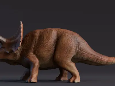 Low poly Realistic Dinosaur - Triceratops Low-poly 3D model