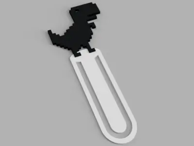 Pixelated Dinosaur Game Google Logo Bookmark Free 3D print model