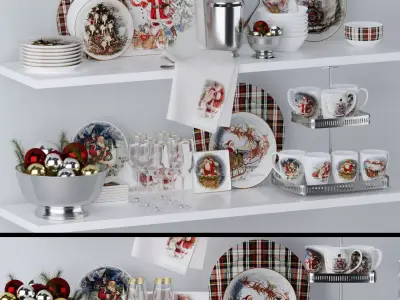 Christmas Decorative set 3D model 5