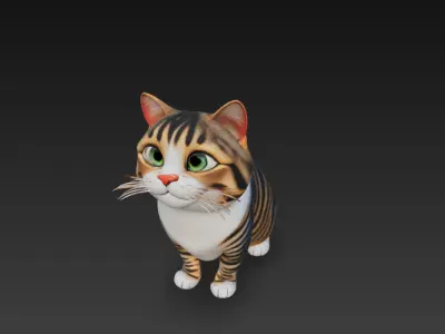 Cat Realistic 3D Model - Low Poly Realistic Low-poly 3D model