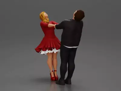 Couple leaning back holding hands enjoying a playful dance 3D print model