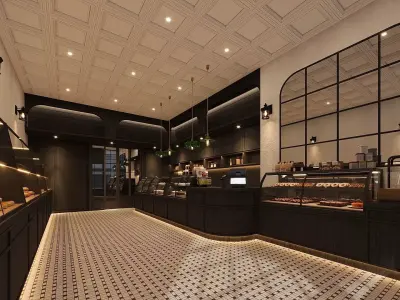 Classic Bakery and Cafe Shop 3D Scene 3D model