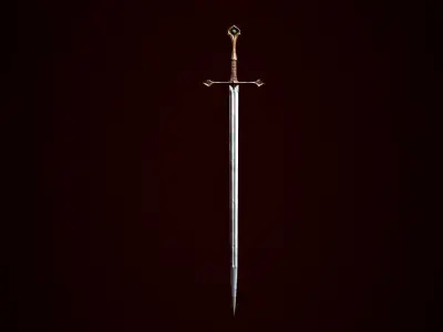 Long sword Low-poly 3D model