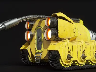 Fantasy Drill Underground Heavy Vehicle Rigged PBR 3D model