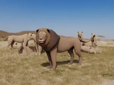 Lion Lioness Low-poly 3D model