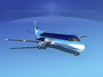 Saab 2000 Estonian Air 3D model