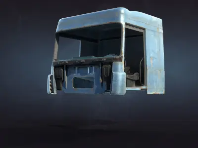 Truck Cab Rusty Low-poly 3D model