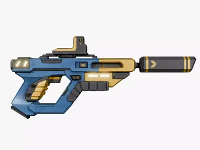 Sci-Fi Electric Cobalt Blue Pistol - Lowpoly Futuristic Gun Low-poly 3D model