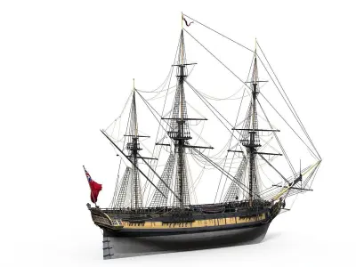 38 Gun Frigate Laurore Furnished Interior 1765 Low-poly 3D model