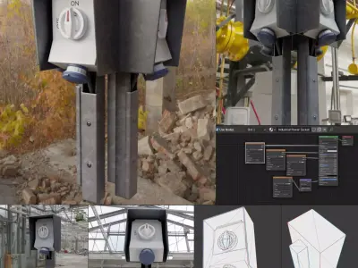 Industrial Socket with Switch Remastered Low-poly 3D model