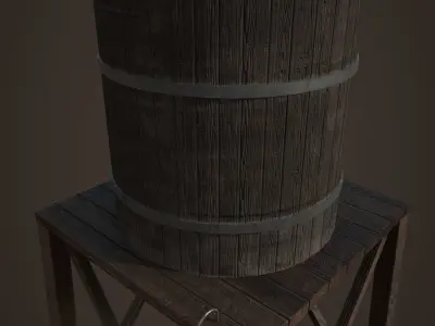 Old Water Tower Low-poly 3D model