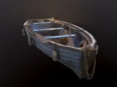 Old Fishing Boat Low-poly 3D model