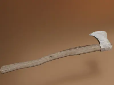 Battled axe Low-poly 3D model