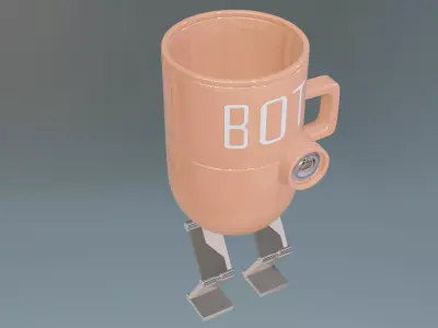 Cup -Bot  Mug  Cute Robot Mug 3D Model  Game Ready Low Poly  Low-poly 3D model