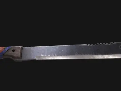 Machete knife with stripes Low-poly 3D model