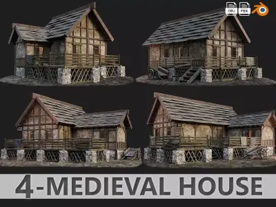 Medieval Old House PBR 4K GameReady Pack 17 to 20 Low-poly 3D model