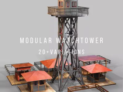 Game-ready Watchtower Set 1 Low-poly 3D model