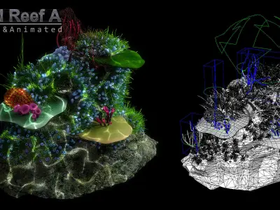 Cartoon Underwater Scene Rigged Animated Maya 3D model