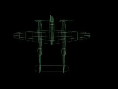 Lockheed P-38 Lightening Low-poly 3D model