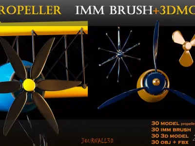 30 PROPELLER IMM BRUSH and  3D MODEL Low-poly 3D model