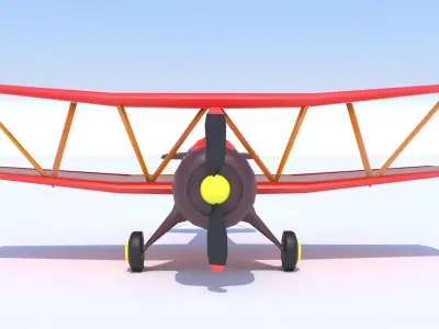 Biplane with a poster Stylized Low Poly  Low-poly 3D model