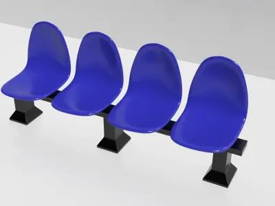Waiting Chair Four Seats 3D Model 3D model