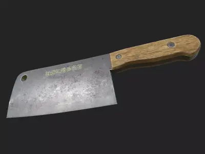 Cleaver kitchen knife Free low-poly 3D model