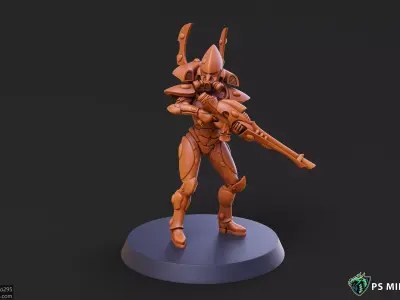 Space Elf Male Soldier Pose 1 - 8 Variants 3D print model