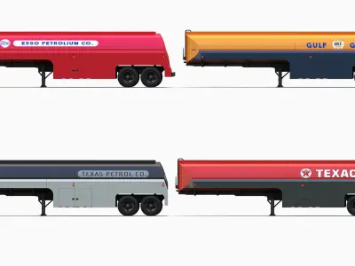 Vintage industrial fuel trailer Low-poly 3D model