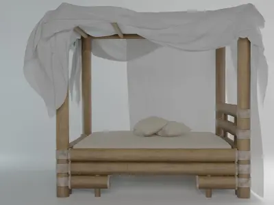 Bamboo bed Free 3D model