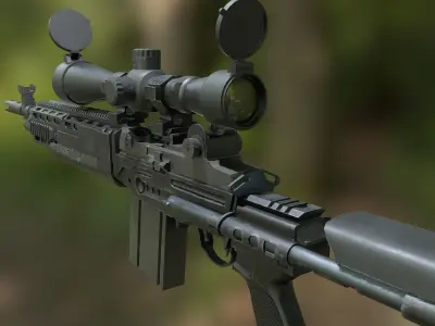 MK14 Ebr Rifle Low-poly 3D model