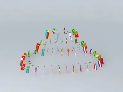 wtcflag tree made of metal pins Free 3D model