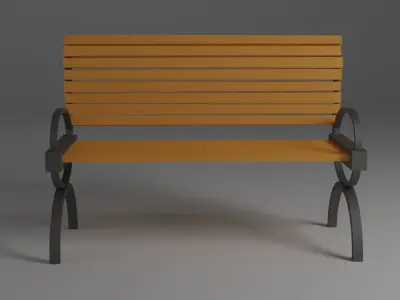 simple bench Low-poly 3D model
