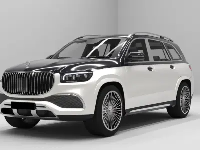 4 SUV cars Mercedes-Benz - Genesis - Range Rover - Cadillac 3D model