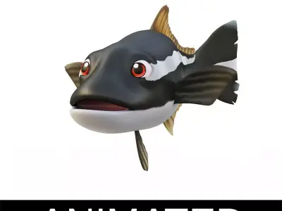 Cobia Fish Cartoon Animated Low-poly 3D model